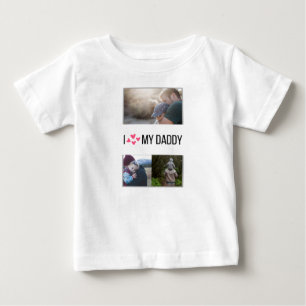 私は私のパパの赤ちゃん服を愛していカスタムる写真 ベビーTシャツ