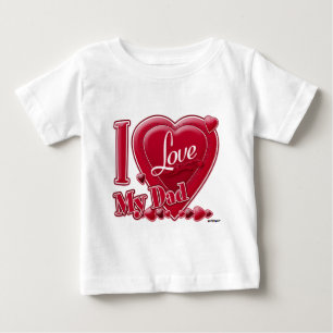 私は私のパパ赤を愛する – ハート ベビーTシャツ