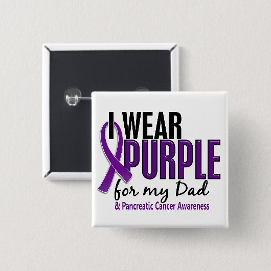 私は私のパパ10の膵臓癌のための紫色を身に着けています 缶バッジ (正面&裏面)