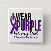 私は私のパパ10の膵臓癌のための紫色を身に着けています 缶バッジ (正面)