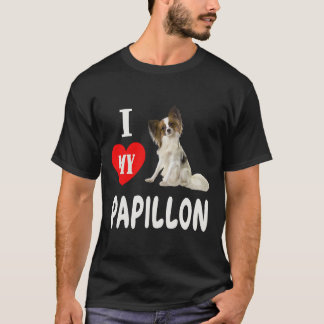 私は私のパピヨン犬の家族ペット動物の男性の女性が大好き Tシャツ