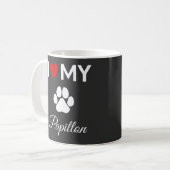 私は私のパピヨン犬の文字がカスタム大好き コーヒーマグカップ (正面左)