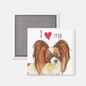 私は私のパピロンが大好き マグネット (正面/裏面)