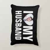 私は私のパートナーの写真カスタムハートと文字が大好き アクセントクッション (裏面(縦))