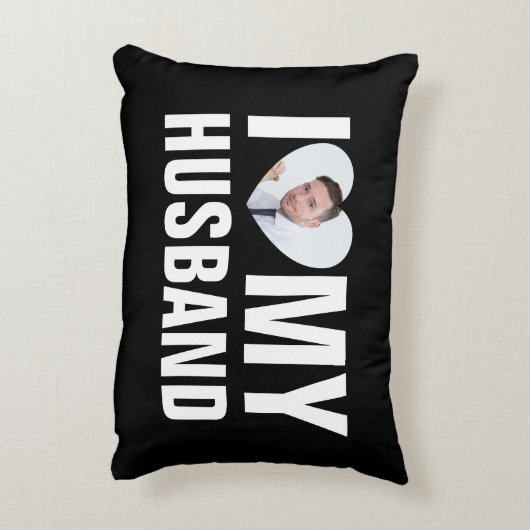 私は私のパートナーの写真カスタムハートと文字が大好き アクセントクッション (裏面(縦))
