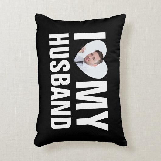 私は私のパートナーの写真カスタムハートと文字が大好き アクセントクッション (正面(垂直))