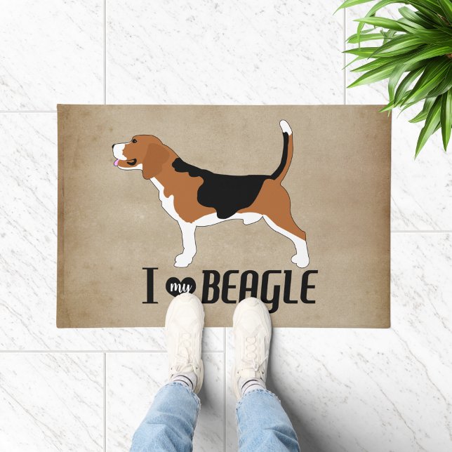 私は私のビーグルが大好き素朴 ドアマット (I love my Beagle Doormat)