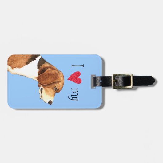 私は私のビーグル犬を愛します ラゲッジタグ (正面横)