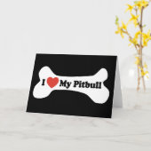 私は私のピットブルが大好き – ドッグボーン カード (黄色い花)