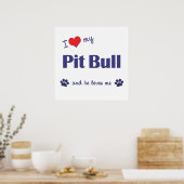 私は私のピットブルが大好き（雄犬） ポスター (キッチン)