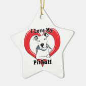 私は私のピットブルのロゴを愛します セラミックオーナメント (左)