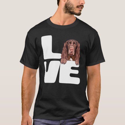 私は私のフィールドスパニエル犬が大好き Tシャツ (正面)