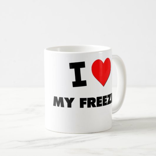 私は私のフリーザーを愛します コーヒーマグカップ (正面右)