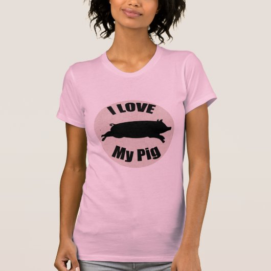 私は私のブタの女性ワイシャツを愛します Tシャツ (正面)