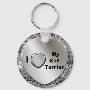 私は私のブルテリアのハートKeychainを愛します キーホルダー