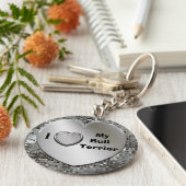 私は私のブルテリアハートキーチェーンが大好き キーホルダー (側面)