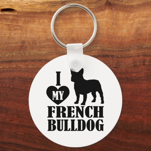 私は私のブルドッグフランスのキーチェーンが大好き キーホルダー (正面)
