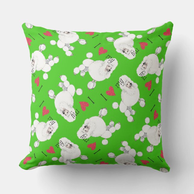 私は私のプードルが大好き クッション (正面)