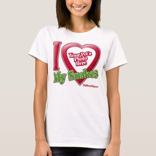 私は私のヘビが大好き – 写真 Tシャツ (正面)