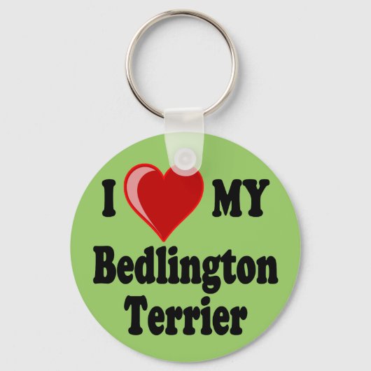 私は私のベッドリントンのテリア犬が大好き キーホルダー (正面)