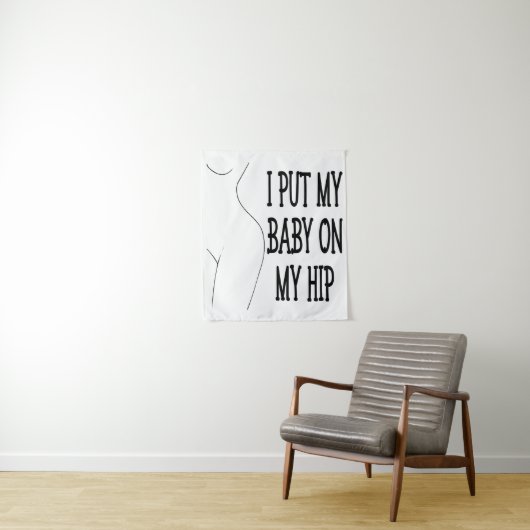 私は私のベビーを私のお尻おもしろいのママとベビーに1/2 タペストリー (インサイチュ)