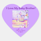 私は私のベビーブラザー回転木馬ハートステッカーが大好き ハートシール (正面)