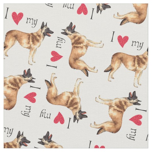 私は私のベルギーのMalinoisを愛します ファブリック (クローズアップ)
