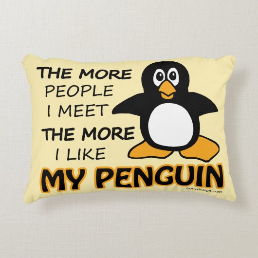 私は私のペンギンを人々よりもっと好みます アクセントクッション (正面)