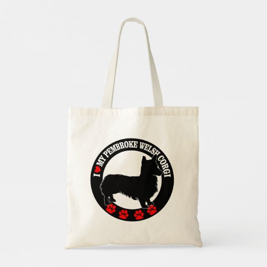 私は私のペンブレークウェルシュコーギートートバッグが大好き トートバッグ (裏面)