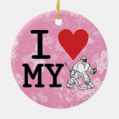 私は私のホッケーゴアリーが大好きクリスマスの装飾 セラミックオーナメント (裏面)
