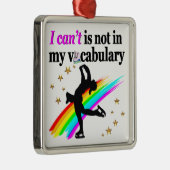 私は私のボキャブラリーの姿スケートで滑るに入れない メタルオーナメント (右)