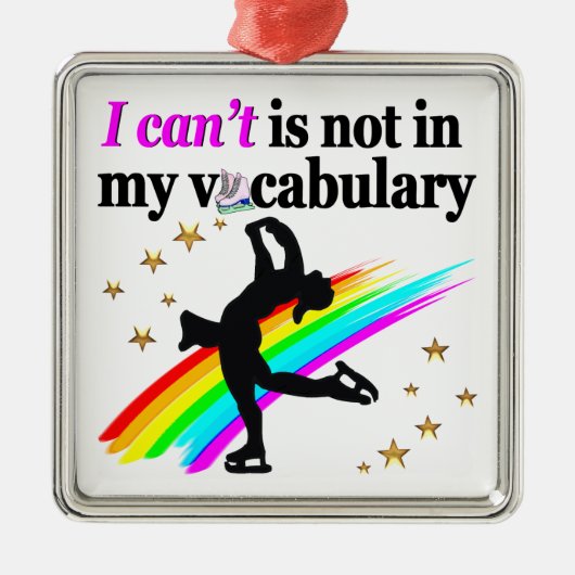 私は私のボキャブラリーの姿スケートで滑るに入れない メタルオーナメント (正面)