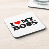 私は私のボスおもしろい赤いハートボスIハートマイボス コースター (左側)