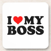 私は私のボスおもしろい赤いハートボスIハートマイボス コースター (正面)