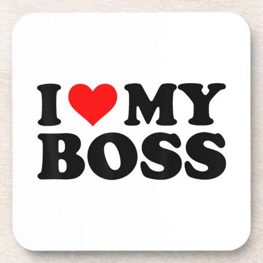 私は私のボスおもしろい赤いハートボスIハートマイボス コースター (正面)