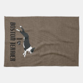 私は私のボストンテリアが大好き キッチンタオル (横)