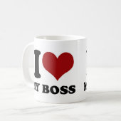 私は私のボス-マグ--を愛します コーヒーマグカップ (正面左)
