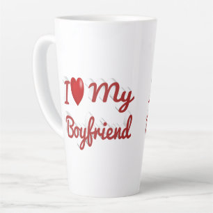 私は私のボーイフレンドかわいい赤い文字 カフェラテマグ