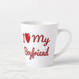私は私のボーイフレンドかわいい赤い文字 カフェラテマグ
