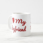 私は私のボーイフレンドかわいい赤い文字 コーヒーマグカップ (正面左)