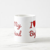 私は私のボーイフレンドかわいい赤い文字 コーヒーマグカップ (中央)