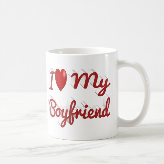 私は私のボーイフレンドかわいい赤い文字 コーヒーマグカップ (右)