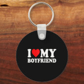 私は私のボーイフレンドが大好きおもしろいバレンタイン赤いハート愛 キーホルダー (正面)