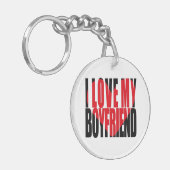 私は私のボーイフレンドが大好きカスタムハート写真 キーホルダー (正面左)