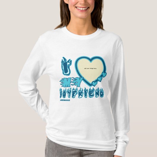 私は私のボーイフレンドが大好きカスタム長袖 Tシャツ (正面)