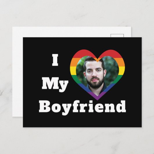 私は私のボーイフレンドが大好きゲイプライドLGBTQカスタムの写真 ポストカード (正面/裏面)