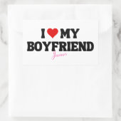 私は私のボーイフレンドが大好きハートロマンチック名前をカスタムする 長方形シール (バッグ)