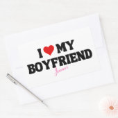 私は私のボーイフレンドが大好きハートロマンチック名前をカスタムする 長方形シール (封筒)