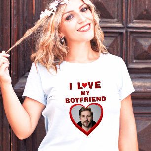 私は私のボーイフレンドが大好きハート写真 Tシャツ