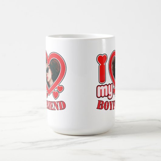 私は私のボーイフレンドが大好きパーソナライズされたハート写真 モーフィングマグカップ (中央)